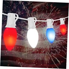 4th of July Decorations Lights Outdoor, 25Ft Red 25FT C7LED Red White Blue picture