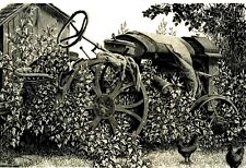 ENTANGLED TRACTOR 1945 Grace Albee Wood Engraving 13X19