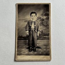 Antique CDV Photograph Spooky Boy Civil War Era Photo Stand Great Backdrop picture