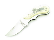 Vtg 80s Ka-bar Olean NY 1500 Seki Japan Scrimshaw Folding Lockback Pocket Knife picture