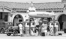  Goodyear Blimp Exide Gasoline Tire Service Station photo 1930s Art Deco  picture