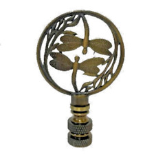 DOUBLE DRAGONFLY LAMP SHADE FINIAL ~ ANTIQUE BRASS  (FINIAL THREAD) picture