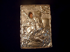 Antique Russian .950 Silver Icon of St George Slaying the Dragon Wall Plaque picture