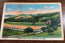vintage 1943 color cancelled postcard Spencer South Dakota rural farm scene picture