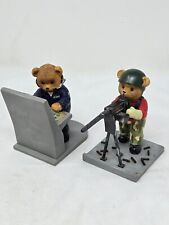 LOT OF 2 HAMILTON COLLECTION TEDDIES IN NAVY RIGHT ON TRACK & SIGHTS FIGURINES picture