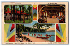 1941 Multiview, Phillips Moon Beach Eagle River Wisconsin WI Posted Postcard picture