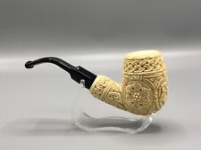 Chimney Ornate Bent Pipe BLOCK MEERSCHAUM-NEW-HAND CARVED Custom Made Case#142 picture