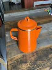 Paula Deen ORANGE Enamel Stove Top Coffee Pot Percolator Farmhouse Rustic Camp picture