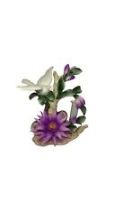 Large Capodimonte Figurine Dove on Branch with Dahlia Flower picture