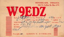 Vtg Ham Radio CB Amateur QSL QSO Card Postcard Rensselaer Indiana 1955 picture