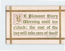 Postcard Be Pleasant Every Morning Until Ten O'clock Text Print Embossed Card picture