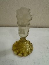 Vintage Czech Yellow Glass or Crystal Perfume Bottle Floral Stopper w/ Dauber picture