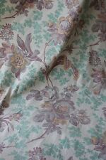 Antique Fabric French 1895 printed cotton Belle Epoque floral faded turquoise picture