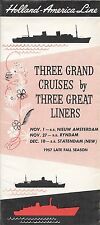 3 HOLLAND AMERICA LINERS Nieuw Amsterdam Ryndam Statendam 1957 Schedules Rates picture