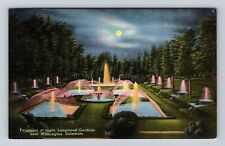 Kennett Square PA-Pennsylvania, Longwood Gardens Fountains, Vintage Postcard picture