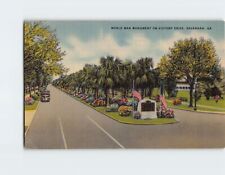 Postcard World War Monument on Victory Drive Savannah Georgia USA picture