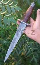 CUSTOM HANDMADE 15 INCH DAMASCUS STEEL HUNTING DAGGER CAMPING KNIFE WITH SHEATH picture