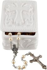 White Porcelain Cross Rosary Jewelry Box (Rectangle) picture