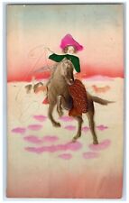 c1910's Cowgirl Roping Airbrushed Embossed Kansas City Missouri MO Postcard picture