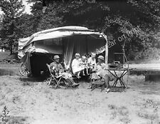 1923 Family Car Camping Vintage Old Photo 8.5