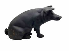 Vintage Repro Cast Iron Black Pig Piggy Bank Doorstop picture