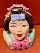 Kevin Francis Face Pot- Lovely Green Geisha Girl, w/Gold Backstamap  picture