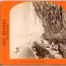 NIAGARA FALLS, Below Table Rock in Winter--G. Barker Stereoview V46 picture