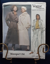 Vogue 1487 Size 10 Blassport Ltd Designer Pattern Trench Coat Pant Vintage 1984 picture