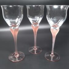 3 Mikasa Sea Mist Coral Stem Wine Goblets Glasses Frosted Ribbed 8.3 Inches picture