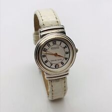 ECCLISSI STERLING SILVER DATE TWO TONE WATCH CREAM BAND USED NEW BATTERY picture
