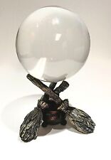 K9 Clear Crystal Ball with Witch Broomstick & Cauldron Stand picture