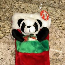 NWT Panda Bear By Goffa Plush Christmas Stocking Santa  3D 20