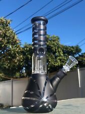 9'' Hookah Glass Water Tobacco Pipe Bong Thick Bubbler W Percolator Beaker Black picture