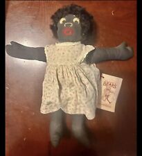 Vintage Handmade Primitive Cloth Black Rag Doll Flore’s Bears 12” NWT picture