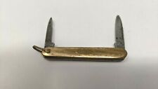 Vintage Krusius Brothers Germany Folding Pocket Knife 14K Gold Over Brass picture