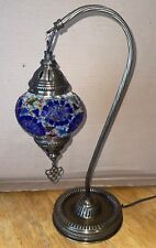 Vintage Mosaic Colorful With Cobalt Blue Glass Table Lamp Light picture