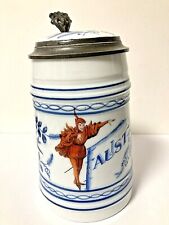 Unique  Antique Faust Beer Stein Tankard, Lithopane, Blue Onion, marked Germany picture