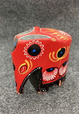 ELEPHANT Hand Carved And Painted Folk Art 3” Tall picture