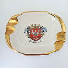 VTG Frankfurt aM Gold Trim 4 Slot Porcelain Ashtray Handgemalt Bavaria Crown A&S picture