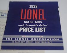 1938 LIONEL SALES AIDS AND COMPLETE RETAIL LIST with LETTER COMPANY LETTERHEAD  picture