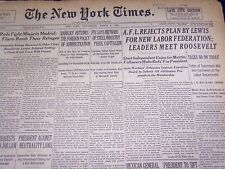 1939 MARCH 8 NEW YORK TIMES - A. F. L. REJECTS LEWIS PLAN - NT 3677 picture