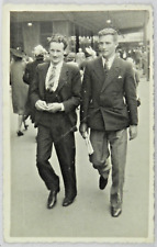 1920's Two Young Men Cleanly Pressed Suit & Tie Walk Street - Vintage Photograph picture