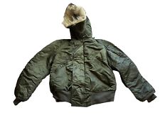 Vintage 80s Military Alpha Industries N-2B Parka M Green Jacket Fur Zip Hood picture
