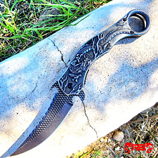 9”Stone Wash Engraved Dragon Spring Assisted Open Blade Folding Pocket Knife EDC picture