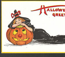 Antique ca. 1911 Halloween Greetings Sultry Witch Gibson GA29 Girl JOL PostCard picture