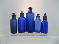 Nice Lot of 5 Blue Poison Not To Be Taken Bottles picture