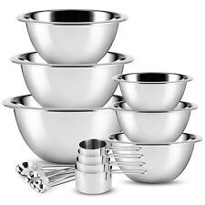 Stainless Steel Mixing Bowls 14 Piece Bowl Set with Measuring Cups and Spoons picture