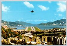 Postcard Plane Landing  View from Lung Tseung Road Hong Kong China picture