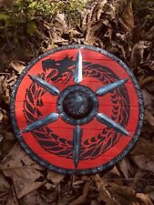 Medieval Norse/Viking Dragon Shield With Carved Norse Runes Dragon Round Shield picture