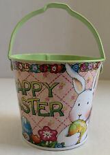 Mary Engelbreit Happy Easter 3.5” Round Metal Pail  Bucket Bunny Chick 1999 picture
